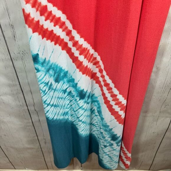 Michael Kors Tie Dyed V Neck Coastal Maxi Sundress Sleeveless Spaghetti Strap - Picture 7 of 15
